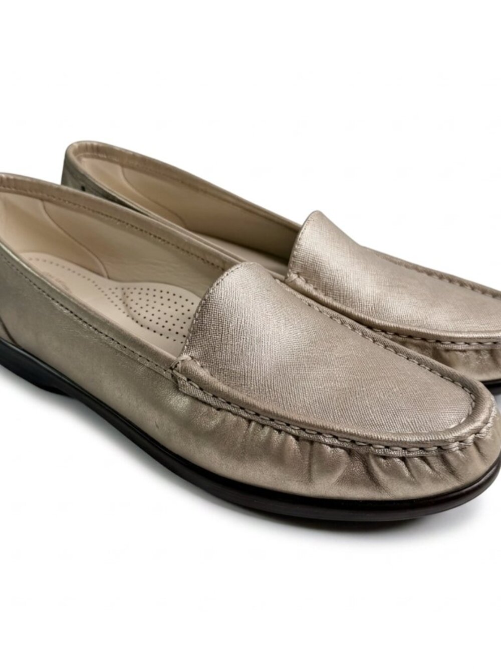 SAS Simplify Slip On Loafer in Gold Metallic Leather Size 11N USA NWOB